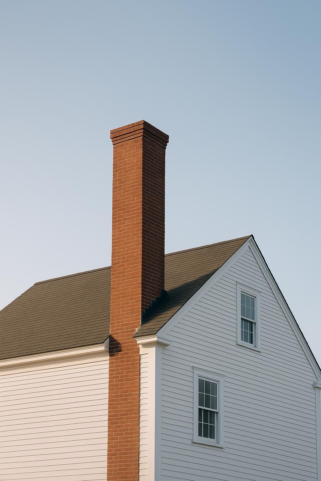 Brick chimney on a colonial house (illustration)